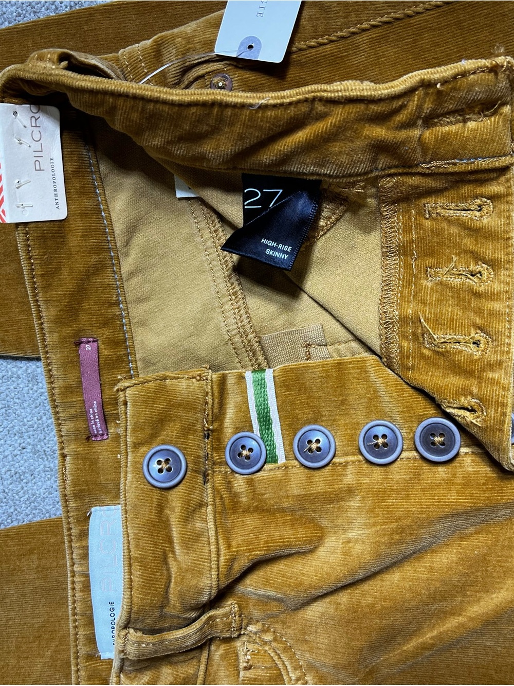Pilcro Skinny High Rise Corduroy Jeans in Cedar 27 - Picture 4 of 13